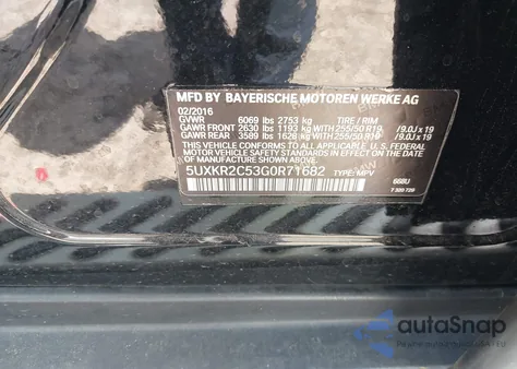 2016 BMW X5 Sdrive35I из США, поврежденный, VIN 5UXKR2C53G0R71682